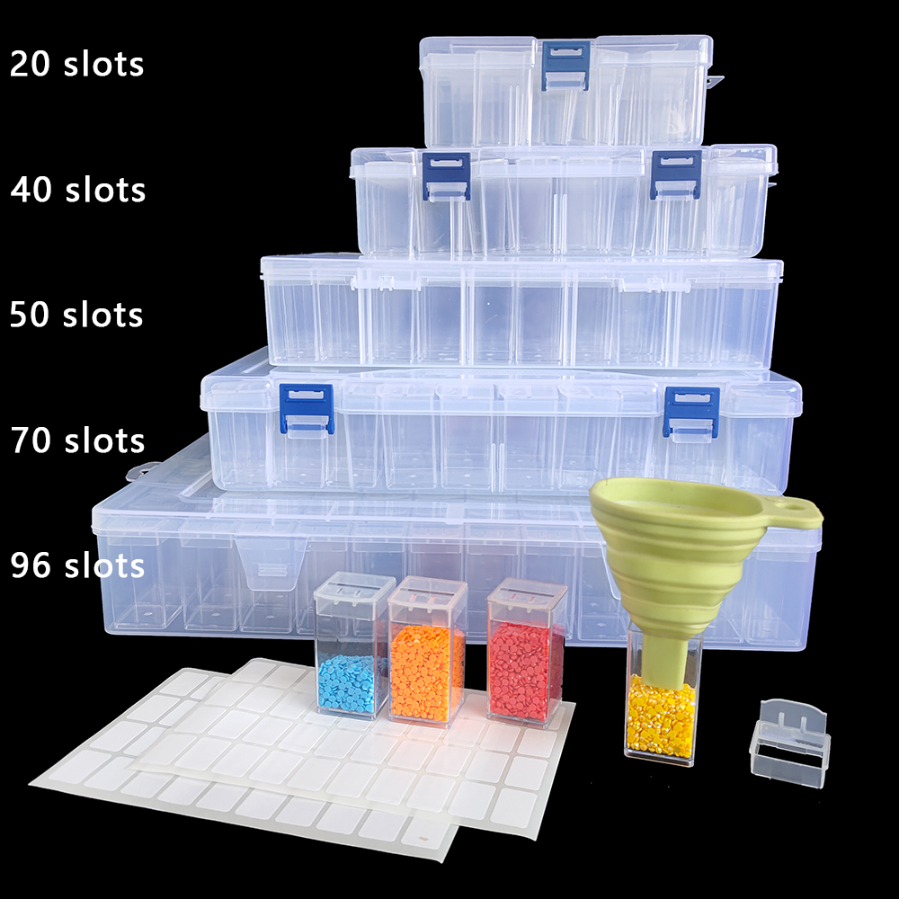 Craft Embellishment Storage - Caixa Organizadora Quadrada de Plástico para
