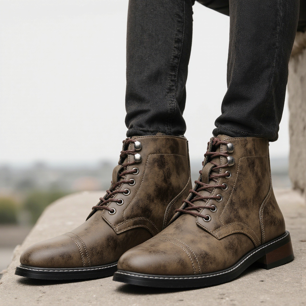 Botas de Couro 2026 Retro, Con - Guipure Lace Panel avaliação e preço